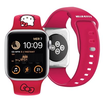 4. Hello Kitty Silikon-Kitty-Kopfband für Apple Watch 38/40/41 mm – rot