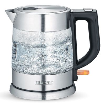 SEVERIN Wasserkocher, Glas und Stahl, Fassungsvermögen 1 l, verdeckte Heizung, Antikalkfilter, Kontrollleuchte, Leistung 2200 W WK3468