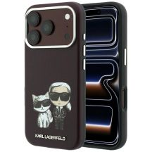 Karl Lagerfeld Smooth Karl & Choupette Bodies Sketch MagSafe Hülle für iPhone 18 Pro / 17 Pro - bordeauxrot
