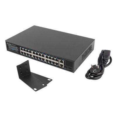 3. LANBERG RSFE-24P-2C-250 Switch, 24x 100MB PoE+/2x Combo Rack, 19" Gigabit Ethernet, 250W