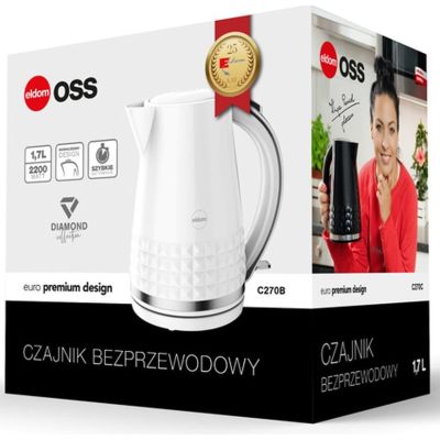 6. ELDOM OSS Wasserkocher, Fassungsvermögen 1,7 l, Leistung 2150 W, Weiß C270B