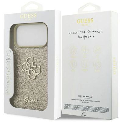 8. Guess Fixed Glitter Big 4G Hülle für iPhone 17 Pro Max - Gold