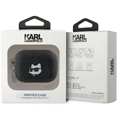 4. Karl Lagerfeld Monogram Choupette Head Case für AirPods Pro 2 – Schwarz