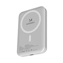 Wozinsky WRW349YWS Magnetische Powerbank, 10000 mAh, Weiß