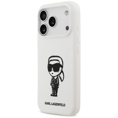 2. Karl Lagerfeld Silikonhülle mit Karl-Skizze und Logo (MagSafe) für iPhone 17 Pro – Weiß