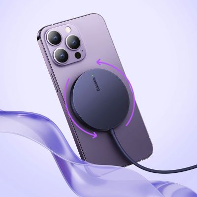 18. Baseus Simple Mini3 magnetisches Ladegerät MagSafe Qi 15W lila
