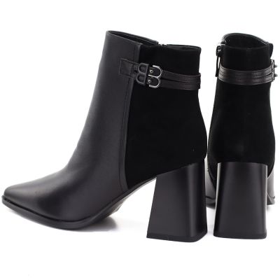 5. Schwarze Damen-Ankle-Boots aus Leder mit hohem Absatz, D&A S.Barski CR62-3477