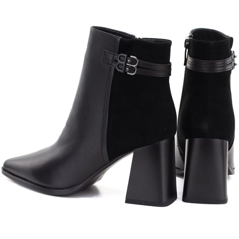 5. Schwarze Damen-Ankle-Boots aus Leder mit hohem Absatz, D&A S.Barski CR62-3477