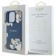 8. Guess Grained Printed Flower Pattern MagSafe Case für iPhone 16 Pro Blau