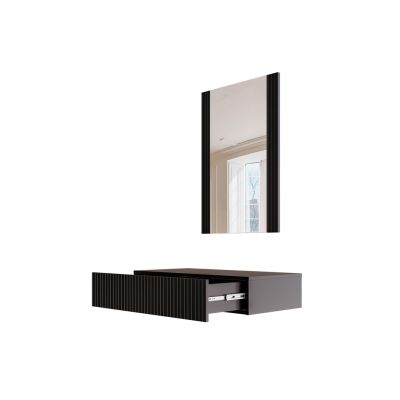 4. Schminktisch mit Spiegel PAFOS 80x41,6x100 schwarz matt