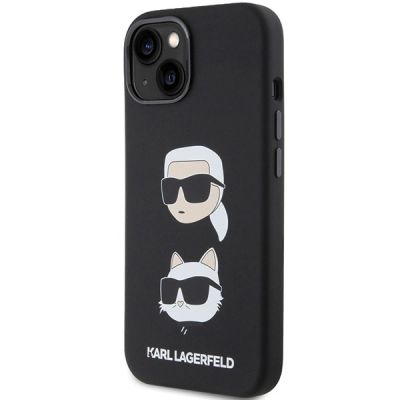 2. Karl Lagerfeld Silikon Karl&Choupette Head Hülle für iPhone 15 Plus / 14 Plus – Schwarz