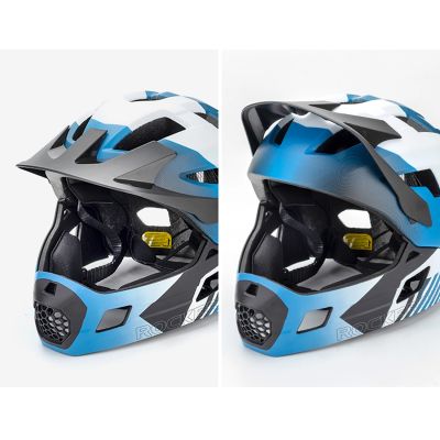 4. Rockbros TS-61 10110061001 Kinderfahrradhelm mit abnehmbarem Kinnschutz, Größe S (48–54) – Blau