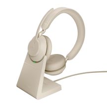 Jabra Evolve2 65 MS Stereo Link380c Kabelloser Over-Ear-Kopfhörer, Beige + Ständer