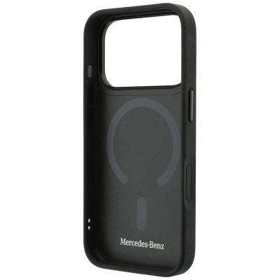7. Mercedes Leder-Mesh-Hülle mit Bow Line MagSafe für iPhone 18 Pro / 17 Pro – Dunkelgrau