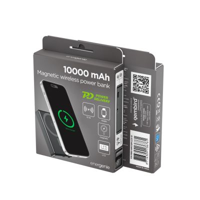 6. GEMBIRD Kabellose magnetische Powerbank 15W mit LCD-Display 10000 mAh, Schwarz