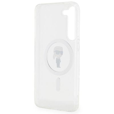 7. Karl Lagerfeld IML Ikonik MagSafe Hülle für Samsung Galaxy S24+ – transparent