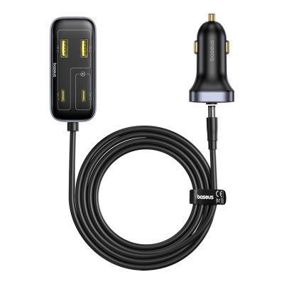 Baseus BackseatPal L1 110W Autoladegerät 3 x USB-A + 3 x USB-C mit 1,5m Verlängerungskabel - Schwarz