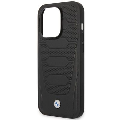 6. Hülle BMW BMHMP14X22RPSK iPhone 14 Pro Max 6.7" schwarz/schwarz Ledersitze Muster MagSafe