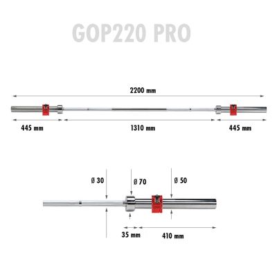 3. Olympische Langhantel 20 kg 2200 mm GOP220 PRO + ZG1000R HMS-Klemmen