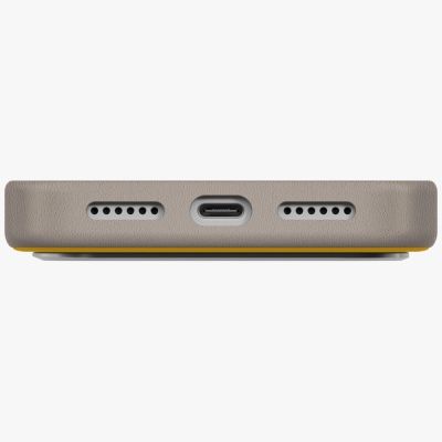4. UNIQ Lyden DS Hülle für iPhone 17 Pro Max mit Magclick-Ladefunktion – Gelb-Grau