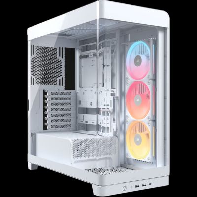 3. Corsair FRAME 4500X LX-R RGB Midi-Tower-Gehäuse mit Seitenwand aus gehärtetem Glas, Weiß