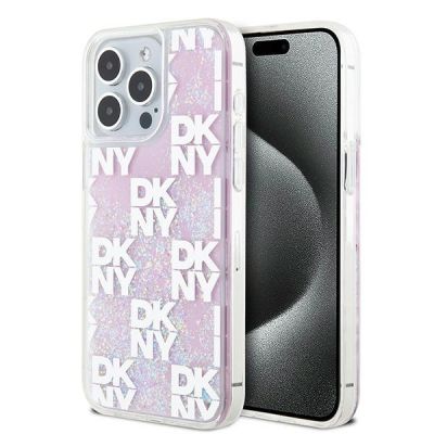 DKNY Liquid Glitter Multilogo Hülle für iPhone 15 Pro Max – Pink