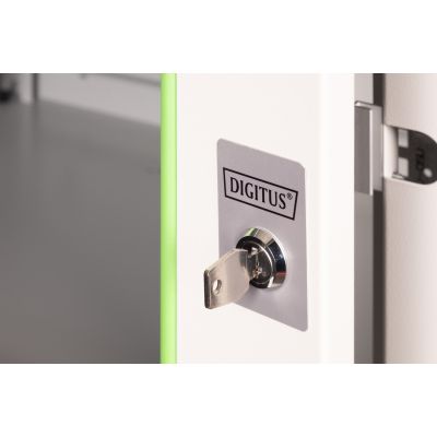 2. Digitus Unique 19" 7U Wand-Netzwerkschrank, 600 x 450 mm, Glastür, grau, ungeteilt, montiert, 100 kg