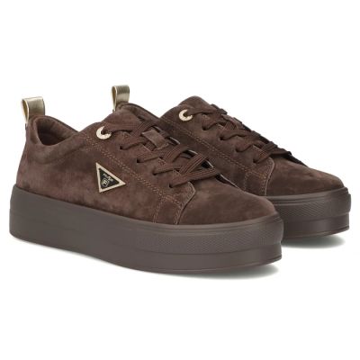 6. Damen-Plateau-Sneaker aus Leder, braun, Filippo DP3533