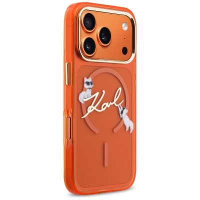 4. Karl Lagerfeld IML Choupettes Karl Script Logo MagSafe Hülle für iPhone 17 Pro Max - Orange