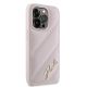 4. Karl Lagerfeld Diagonal Quilted Script Hülle für iPhone 14 Pro – Rosa