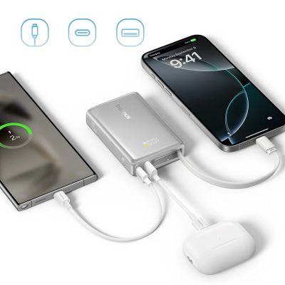 8. Baseus PicoGo 10000mAh 45W Powerbank mit Digitalanzeige und integriertem USB-C-Kabel – Titan