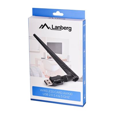 11. LANBERG WLAN-Netzwerkkarte WLAN USB 2.0 Dualband AX900 Antenne
