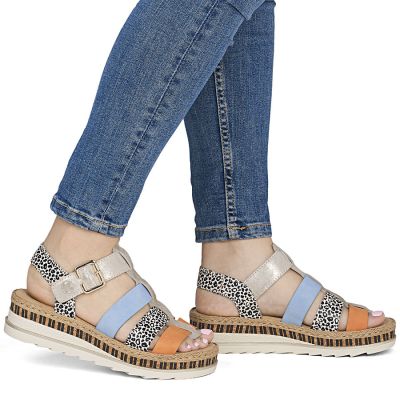 6. Rieker V7904-90 Damen-Keilsandalen aus Leder