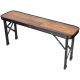 2. Klappbarer Campingtisch 90x60x70cm und 2 Bänke 87x23x39cm aus Holz