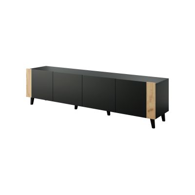 FARO TV-Schrank 200x42x52 schwarz matt + Eichenholz