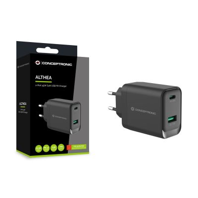 5. Conceptronic ALTHEA20B45 Universelles Ladegerät für Mobilgeräte, Schwarz, AC-Schnellladung, Intern
