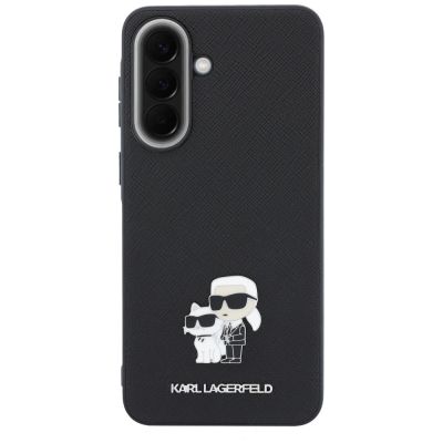 3. Karl Lagerfeld Saffiano Hülle mit K&C Metalllogo für Samsung Galaxy A57 5G – Schwarz