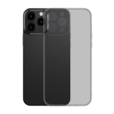 Baseus Frosted Glass Case Cover für iPhone 13 Pro Hardcover mit Gelrahmen schwarz (ARWS001001)