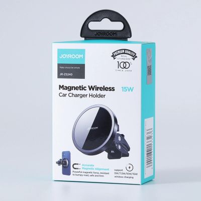 5. Joyroom Auto-Magnethalterung, kabelloses Qi-Induktionsladegerät, 15 W (MagSafe-kompatibel für iPhone), Schwarz (JR-ZS240)
