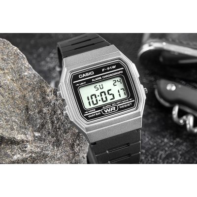 5. Herrenarmbanduhr CASIO F-91WM-1B + BOX