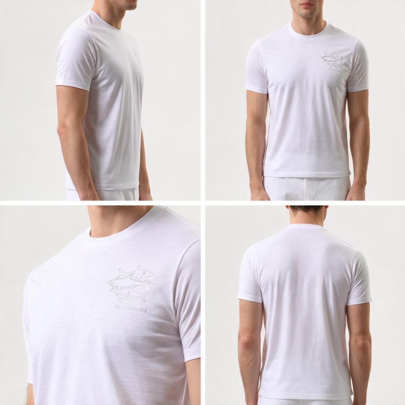2. Paul&Shark Herren-T-Shirt aus Baumwolle, weiß, 26411035-10 – klassischer Schnitt, Logo