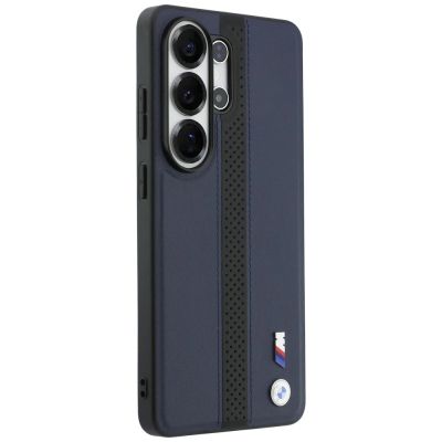 4. BMW MagSafe-Hülle mit perforiertem Streifenlogo für Samsung Galaxy S26 Ultra – Marineblau