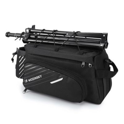 7. Wozinsky Fahrrad-Gepäckträgertasche mit Schultergurt, 9 l (Regenschutz inklusive), Schwarz (WBB22BK)