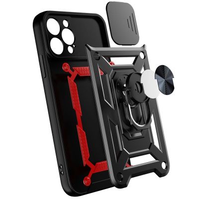 8. Hybrid Armor Camshield Hülle für Vivo Y16 / Vivo Y02s gepanzerte Hülle mit Kameraabdeckung schwarz
