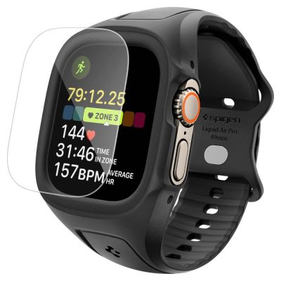 Spigen Liquid Air Pro Schutzhülle mit Armband + 9H-Hartglas für Apple Watch Ultra 49 mm – Schwarz