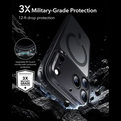 3. ESR Classic Hybrid MagSafe Hülle für iPhone 18 Pro / 17 Pro – Schwarz