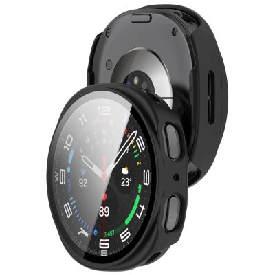 8. Tech-Protect Schutzhülle im 2er-Pack für Samsung Galaxy Watch 44 mm – Transparent Matt Schwarz
