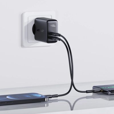 4. Acefast Ladegerät 2x USB Typ C 40W, PPS, PD, QC 3.0, AFC, FCP schwarz (A9 schwarz)