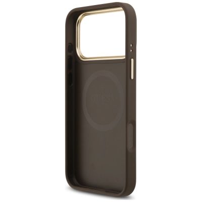 7. Guess 4G Strass Logo MagSafe Hülle für iPhone 18 Pro Max / 17 Pro Max – Braun