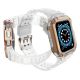 3. Schutzarmband für Apple Watch 42/44/45 mm Panzergehäuse-Armband - Weiß, Roségold